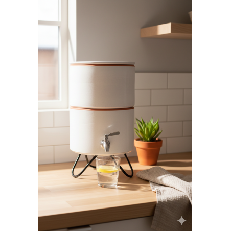 Filtre à eau avec socle PAUBRASIL 5L terre cuite émaillée blanche