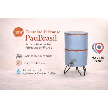 Filtre à eau avec socle PAUBRASIL 5L terre cuite émaillée bleue