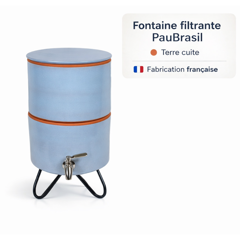 Filtre à eau avec socle PAUBRASIL 5L terre cuite émaillée bleue