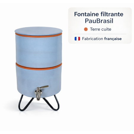 Filtre à eau avec socle PAUBRASIL 5L terre cuite émaillée bleue