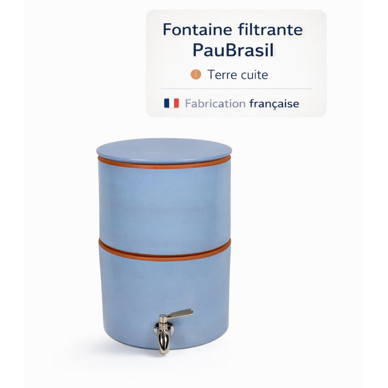 Filtre à eau sans socle PAUBRASIL 5L terre cuite émaillée bleue