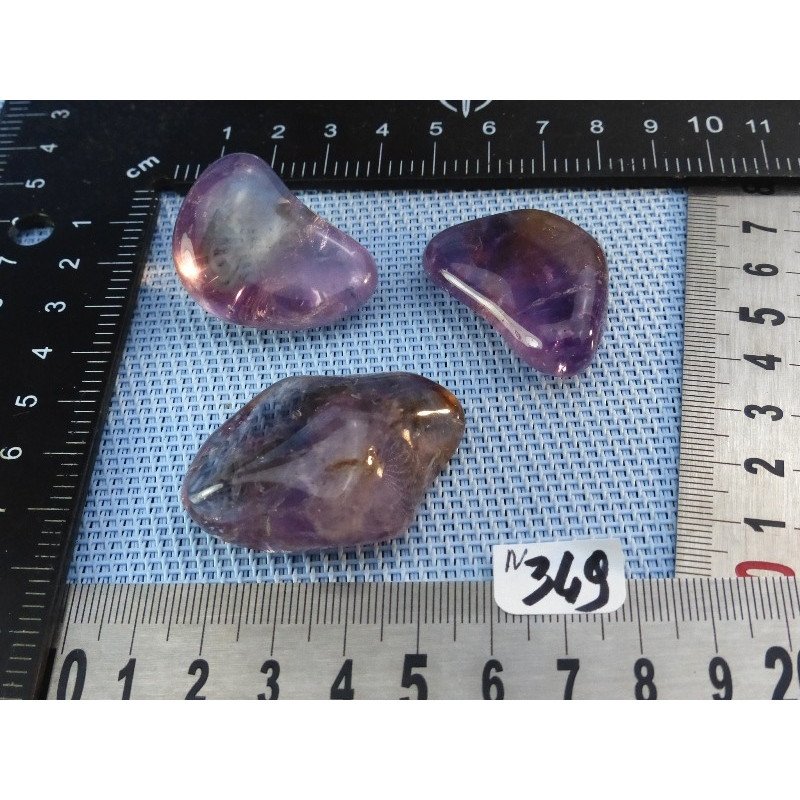 Ametrine Bolivie Q Extra Lot de 3 Pierres Roulées 67g | Minéraux Paubrasil