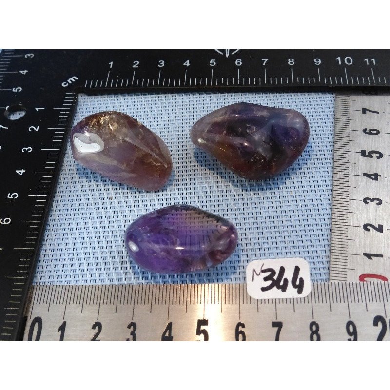 Ametrine Bolivie Q Extra Lot de 3 Pierres Roulées 60g | Minéraux Paubrasil
