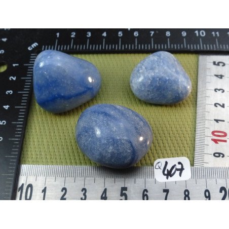 Quartz bleu - Aventurine bleue Lot de 3 Pierres Roulées 113g | Minéraux Paubrasil