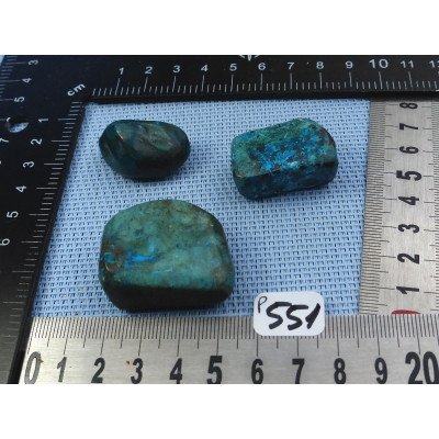 Shattuckite Congo Q Extra Lot de 3 Pierres Roulées 62gr50 | Minéraux Paubrasil