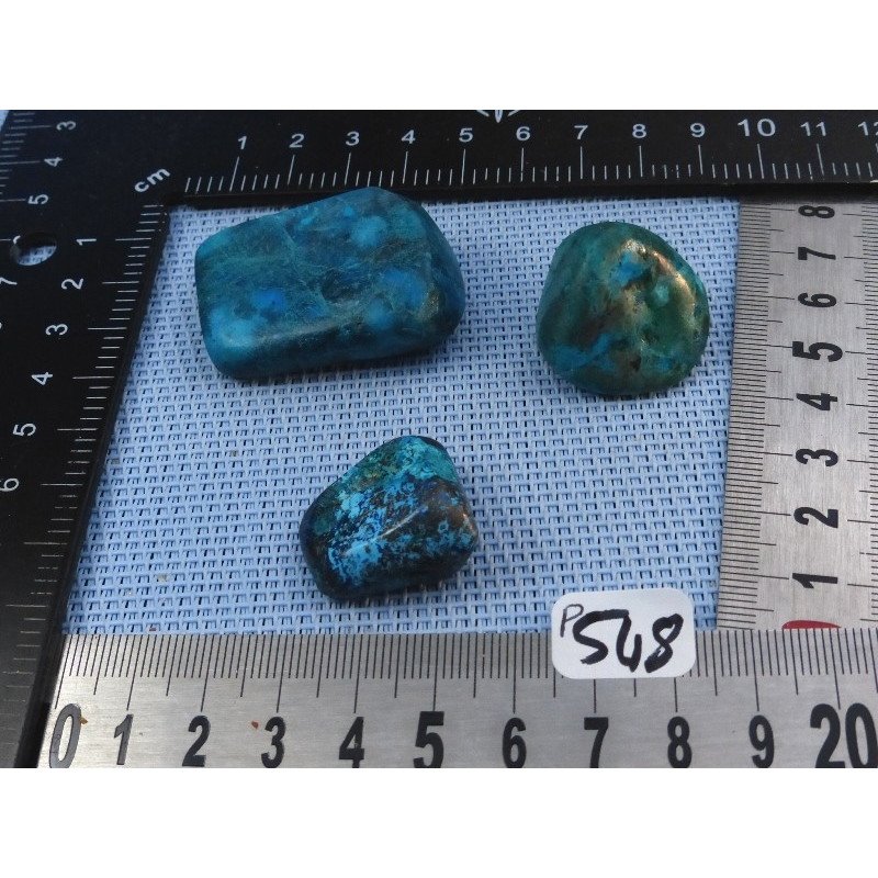 Shattuckite Congo Q Extra Lot de 3 Pierres Roulées 52gr50 | Minéraux Paubrasil