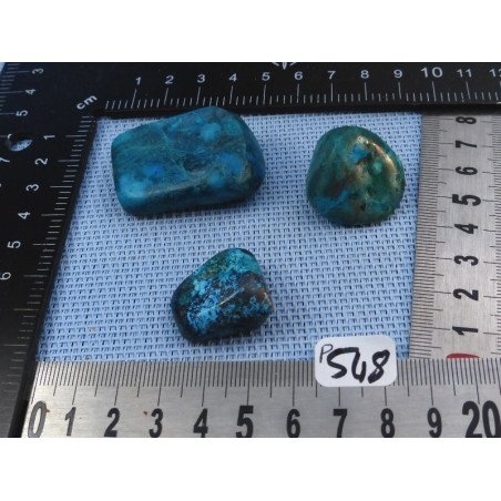 Shattuckite Congo Q Extra Lot de 3 Pierres Roulées 52gr50 | Minéraux Paubrasil