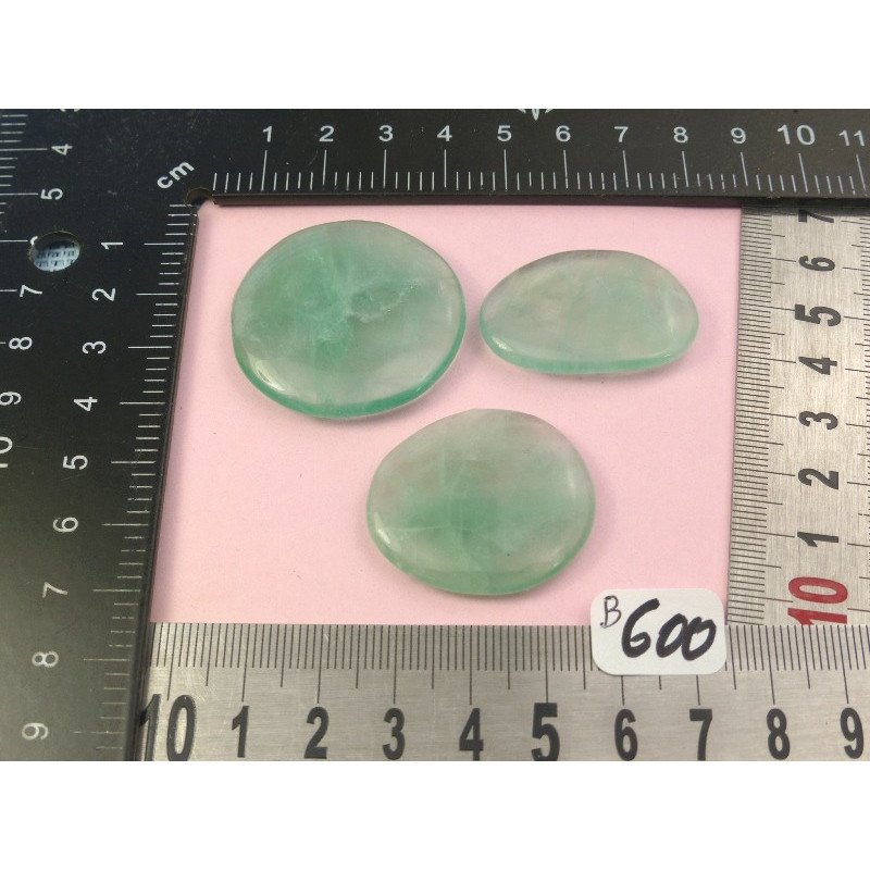 Fluorite Verte Q Extra Lot de 3 Pierres Plates Mini 35g | Minéraux Paubrasil