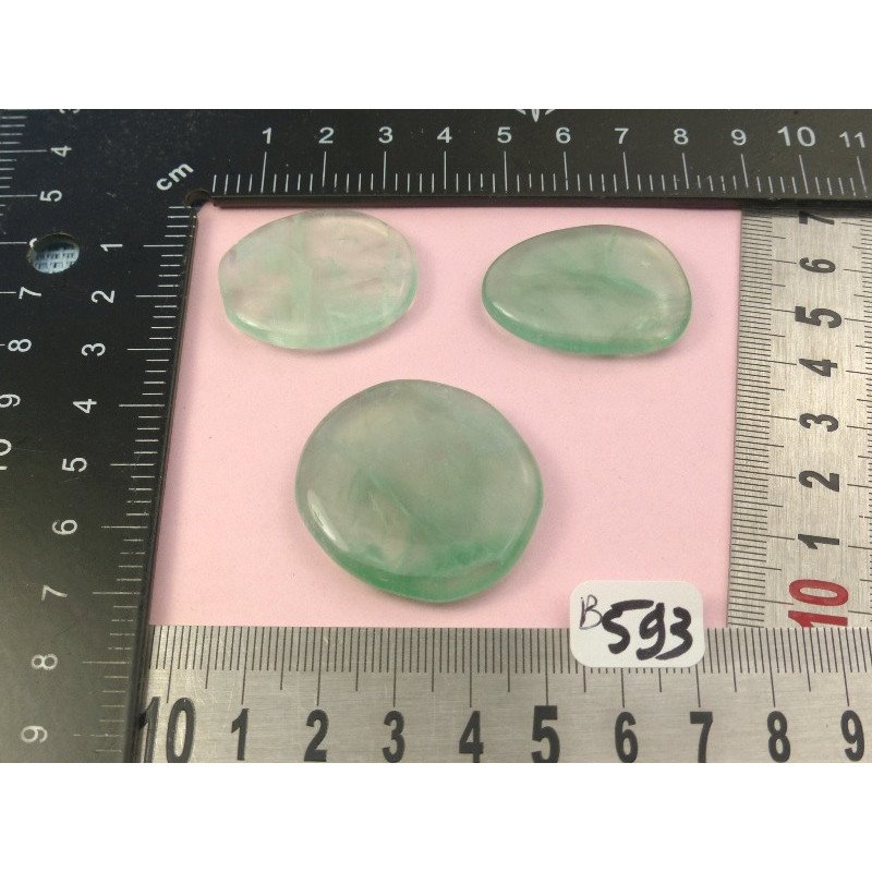 Fluorite Verte Q Extra Lot de 3 Pierres Plates Mini 36g | Minéraux Paubrasil