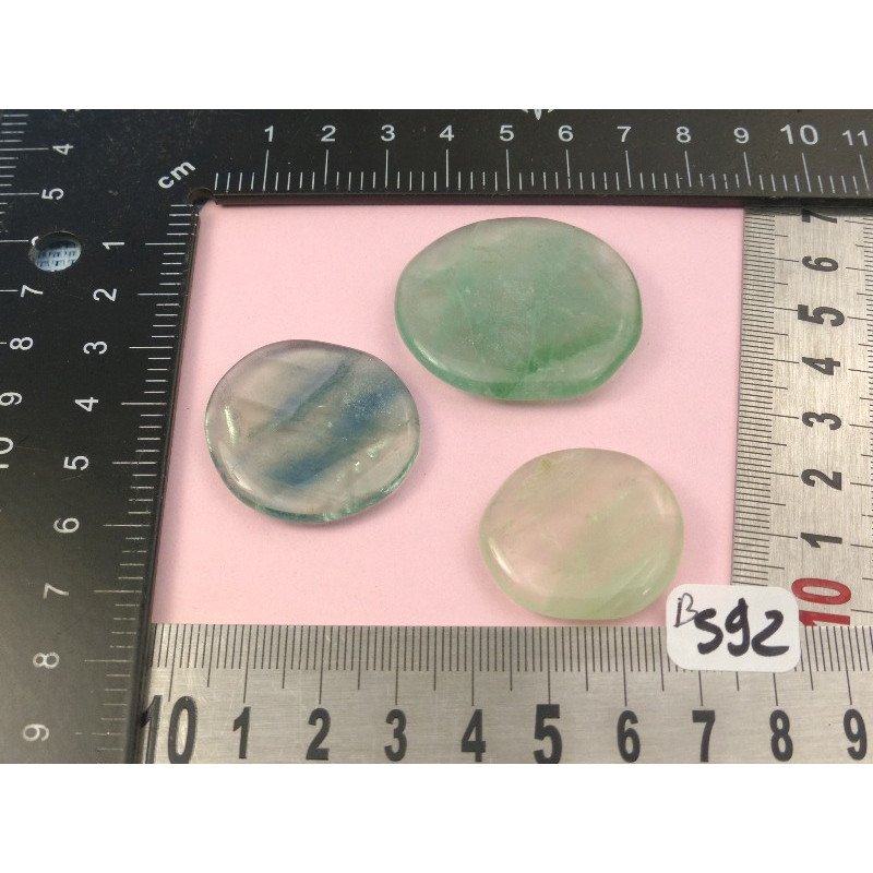 Fluorite Verte Q Extra Lot de 3 Pierres Plates Mini 36gr50 | Minéraux Paubrasil