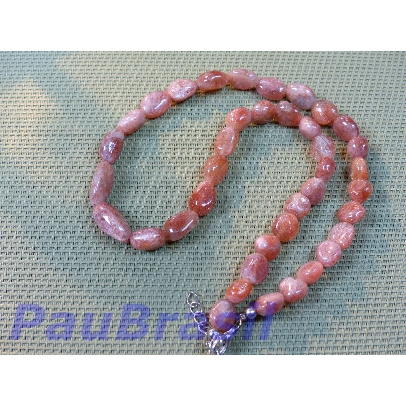 collier en Pierre de soleil naturelle, Q extra 43cm