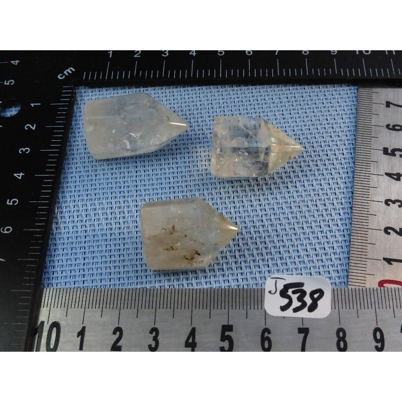Quartz Citrin Lot de 3 Pointes Polies Reiki 45gr50 | Minéraux Paubrasil
