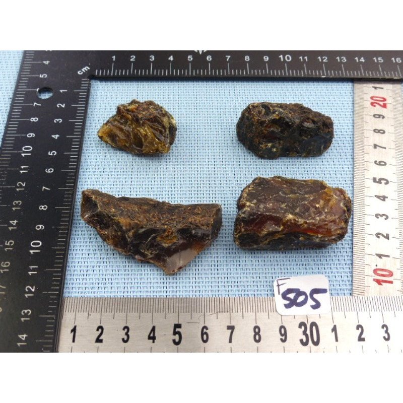 Ambre Bleu de Sumatra Lot de 4 Morceaux Bruts 41g | Minéraux Paubrasil