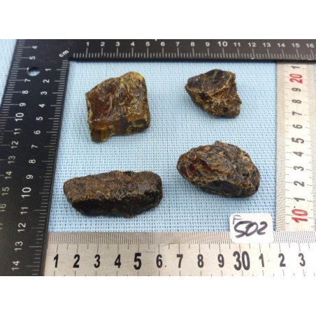 Ambre Bleu de Sumatra Lot de 4 Morceaux Bruts 51g | Minéraux Paubrasil
