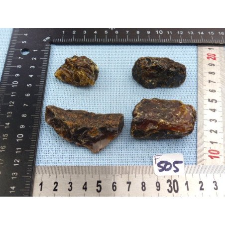 Ambre Bleu de Sumatra Lot de 4 Morceaux Bruts 54g | Minéraux Paubrasil
