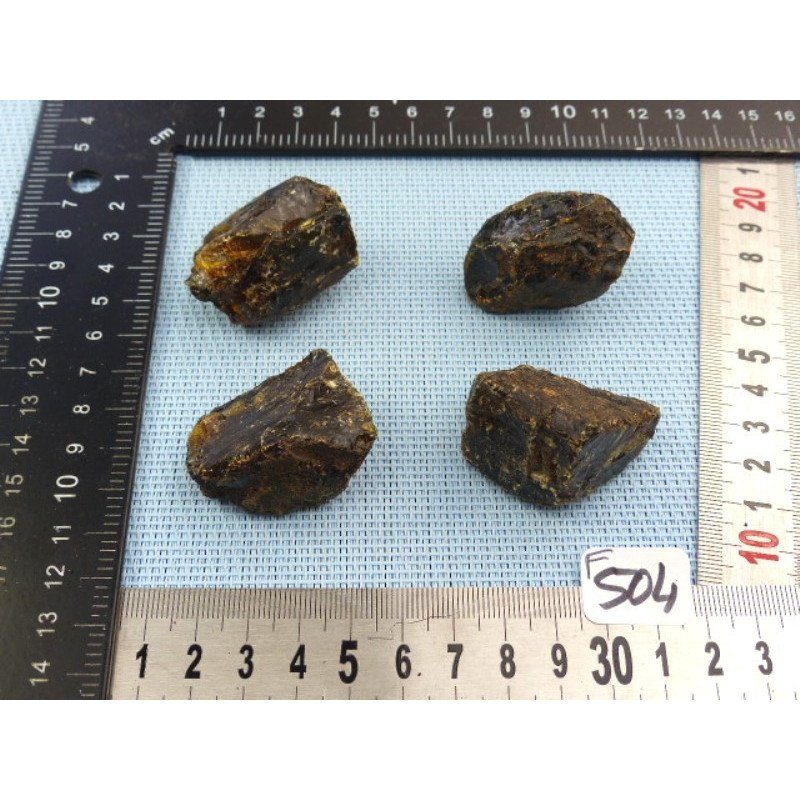 Ambre Bleu de Sumatra Lot de 4 Morceaux Bruts 53g | Minéraux Paubrasil
