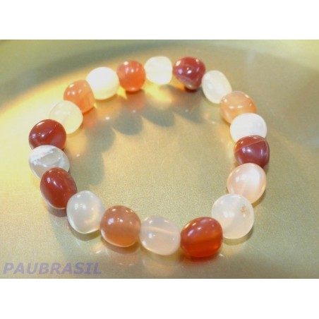 Bracelet en Pierre de lune Orthose en pierre roulee 