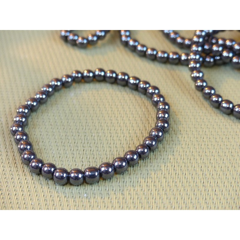 Bracelet élastique en perles d'Hématite perles de 6mm