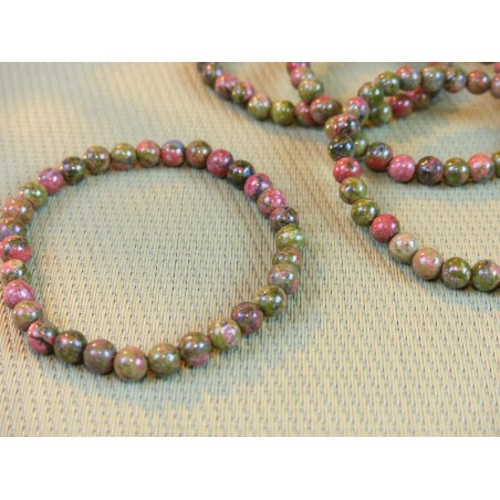 Bracelet d'Unakite en perles de 6 mm