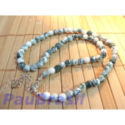 Collier Agate arborisée 42cm perles de 6mm