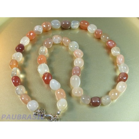 Collier en Pierre de lune Orthose en pierre roulee 