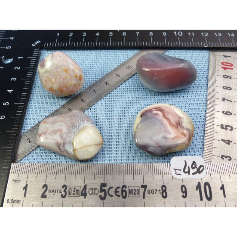 Agate Rose du Botswana Q Extra Lot de 4 Pierres Roulées 83g | Minéraux Paubrasil