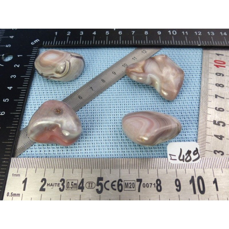 Agate Rose du Botswana Q Extra Lot de 4 Pierres Roulées 78gr | Minéraux Paubrasil