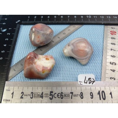 Agate Rose du Botswana Q Extra Lot de 3 Pierres Roulées 72gr | Minéraux Paubrasil
