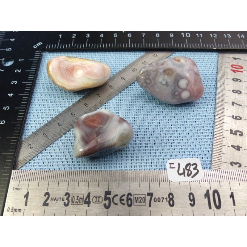 Agate Rose du Botswana Q Extra Lot de 3 Pierres Roulées 75gr | Minéraux Paubrasil