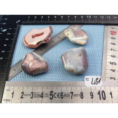 Agate Rose du Botswana Q Extra Lot de 4 Pierres Roulées 74gr | Minéraux Paubrasil