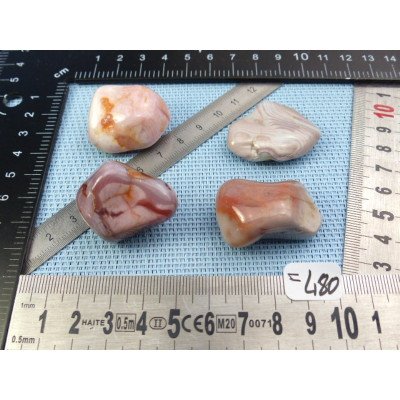Agate Rose du Botswana Q Extra Lot de 4 Pierres Roulées 80gr | Minéraux Paubrasil