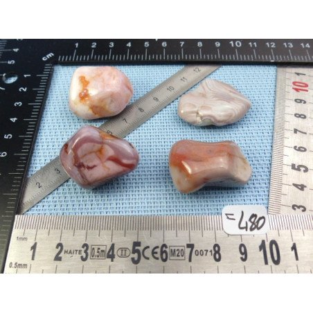 Agate Rose du Botswana Q Extra Lot de 4 Pierres Roulées 80gr | Minéraux Paubrasil