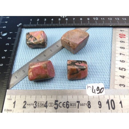 Rhodonite Extra du Pakistan Lot de 4 Pierres Roulées 93g | Minéraux Paubrasil