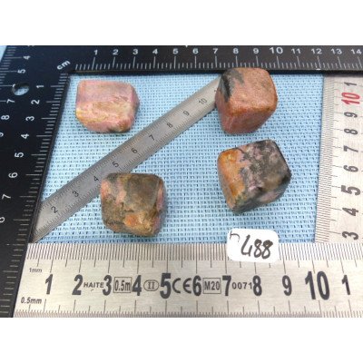 Rhodonite Extra du Pakistan Lot de 4 Pierres Roulées 92g | Minéraux Paubrasil
