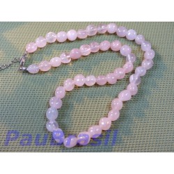 Collier 45cm de quartz rose en pierre roulée