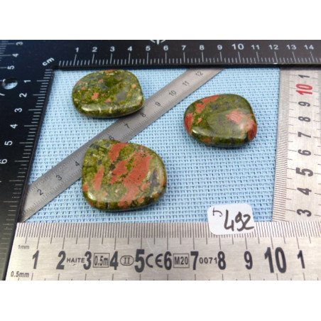 Unakite Lot de 3 Pierres Plates 58gr | Minéraux Paubrasil