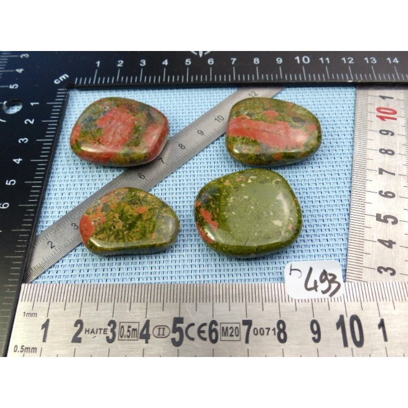 Unakite Lot de 4 Pierres Plates 81gr | Minéraux Paubrasil