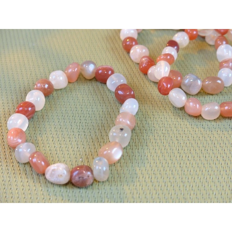 Bracelet en Pierre de lune Orthose en pierre roulee 