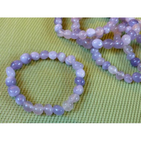 Bracelet Fluorite ou fluorine Mauve de France en pierres roulées