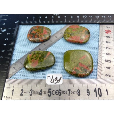 Unakite Lot de 4 Pierres Plates 72gr | Minéraux Paubrasil
