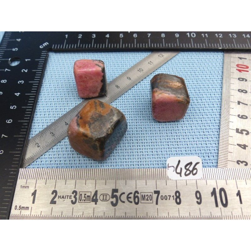 Rhodonite Extra du Pakistan Lot de 3 Pierres Roulées 85g | Minéraux Paubrasil