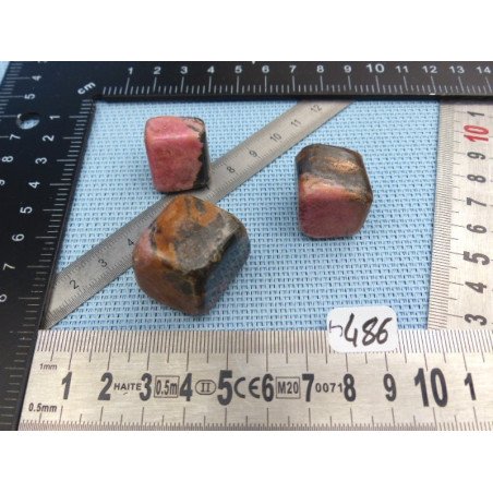 Rhodonite Extra du Pakistan Lot de 3 Pierres Roulées 85g | Minéraux Paubrasil