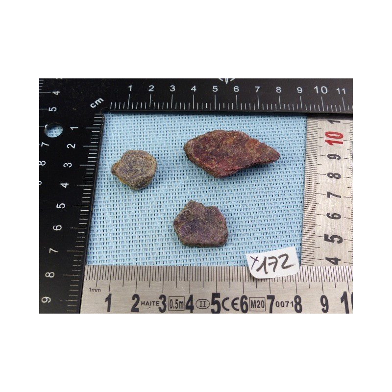 Rubis de Madagascar Lot de 3 Pierres Brutes 31g | Minéraux Paubrasil