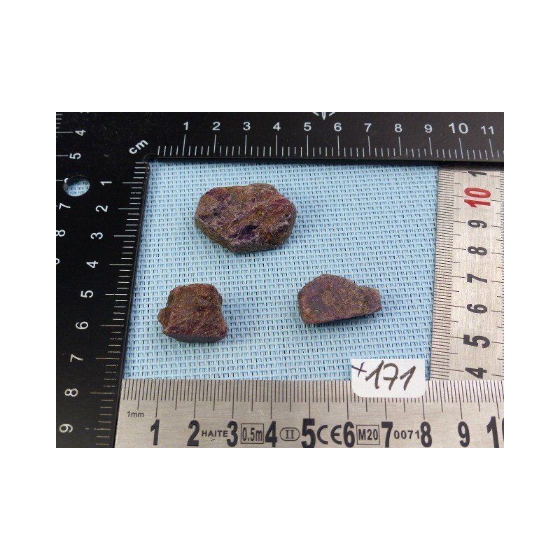 Rubis de Madagascar Lot de 3 Pierres Brutes 29g | Minéraux Paubrasil