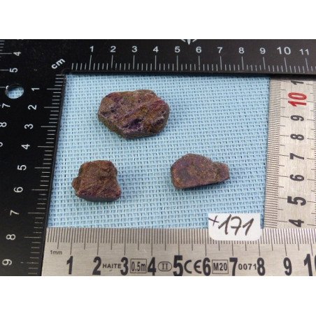 Rubis de Madagascar Lot de 3 Pierres Brutes 29g | Minéraux Paubrasil