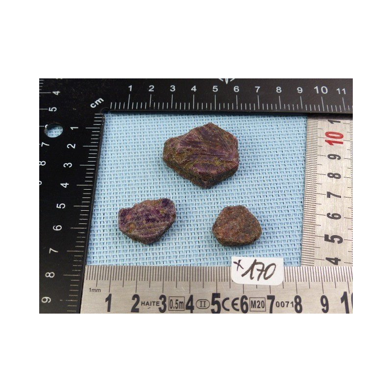 Rubis de Madagascar Lot de 3 Pierres Brutes 36g | Minéraux Paubrasil