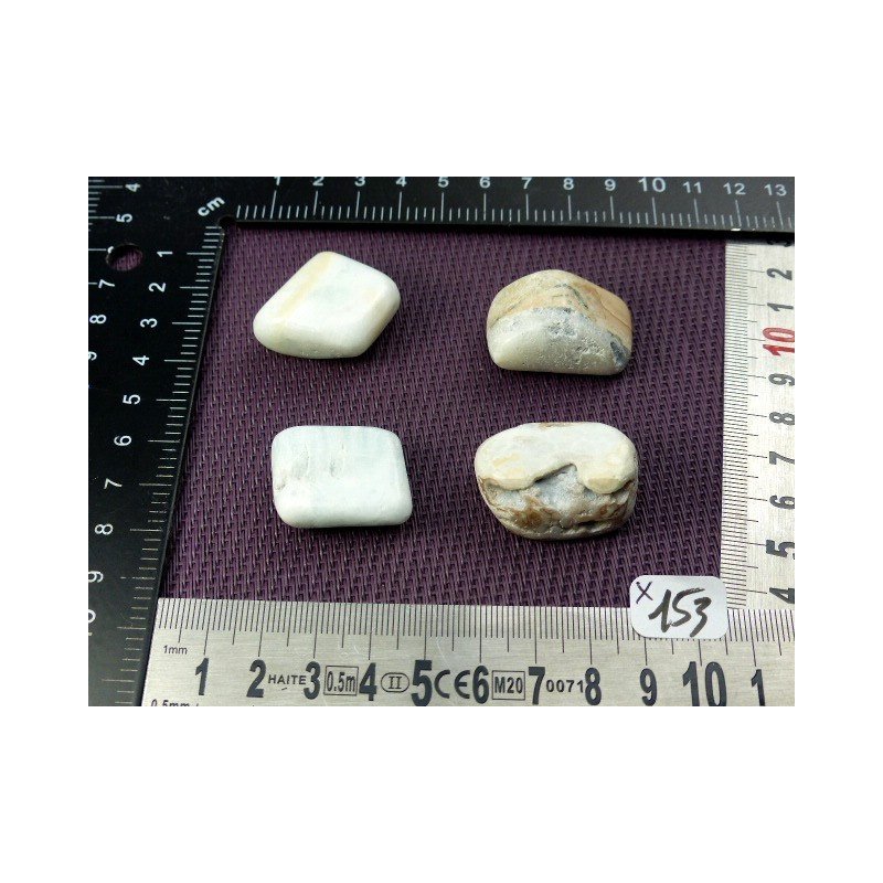 Aragonite Bleue du Pakistan Lot de 4 Pierres Semi Roulées 65 | Minéraux Paubrasil