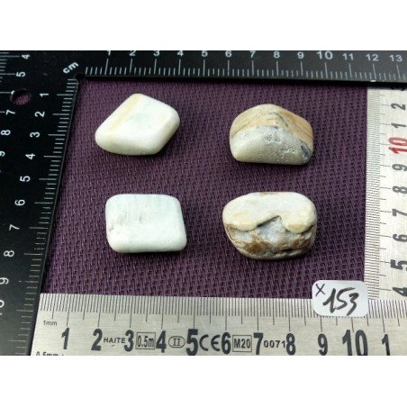 Aragonite Bleue du Pakistan Lot de 4 Pierres Semi Roulées 65 | Minéraux Paubrasil
