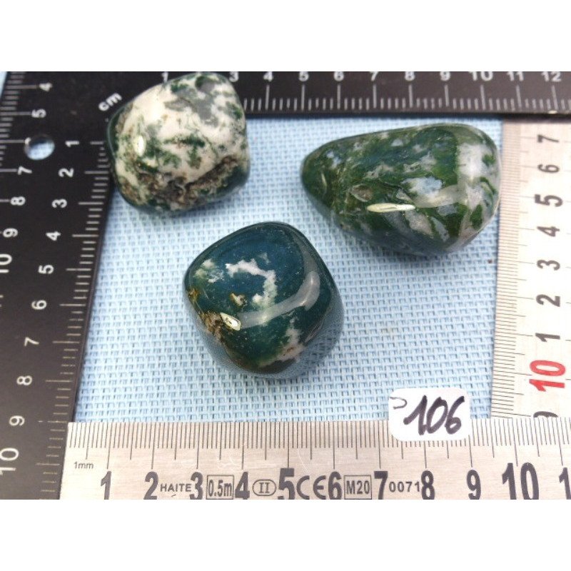 Agate Arborisée Lot de 3 Galets Jumbo Semi Roulés 170g | Minéraux Paubrasil