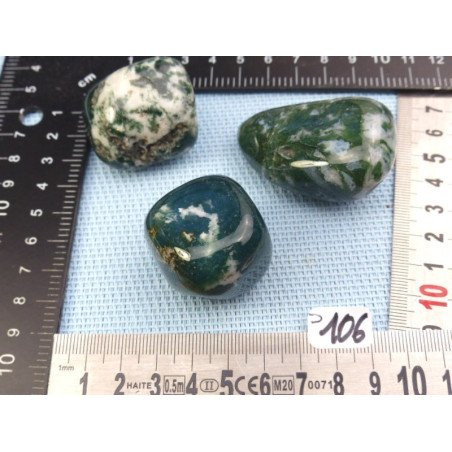 Agate Arborisée Lot de 3 Galets Jumbo Semi Roulés 170g | Minéraux Paubrasil